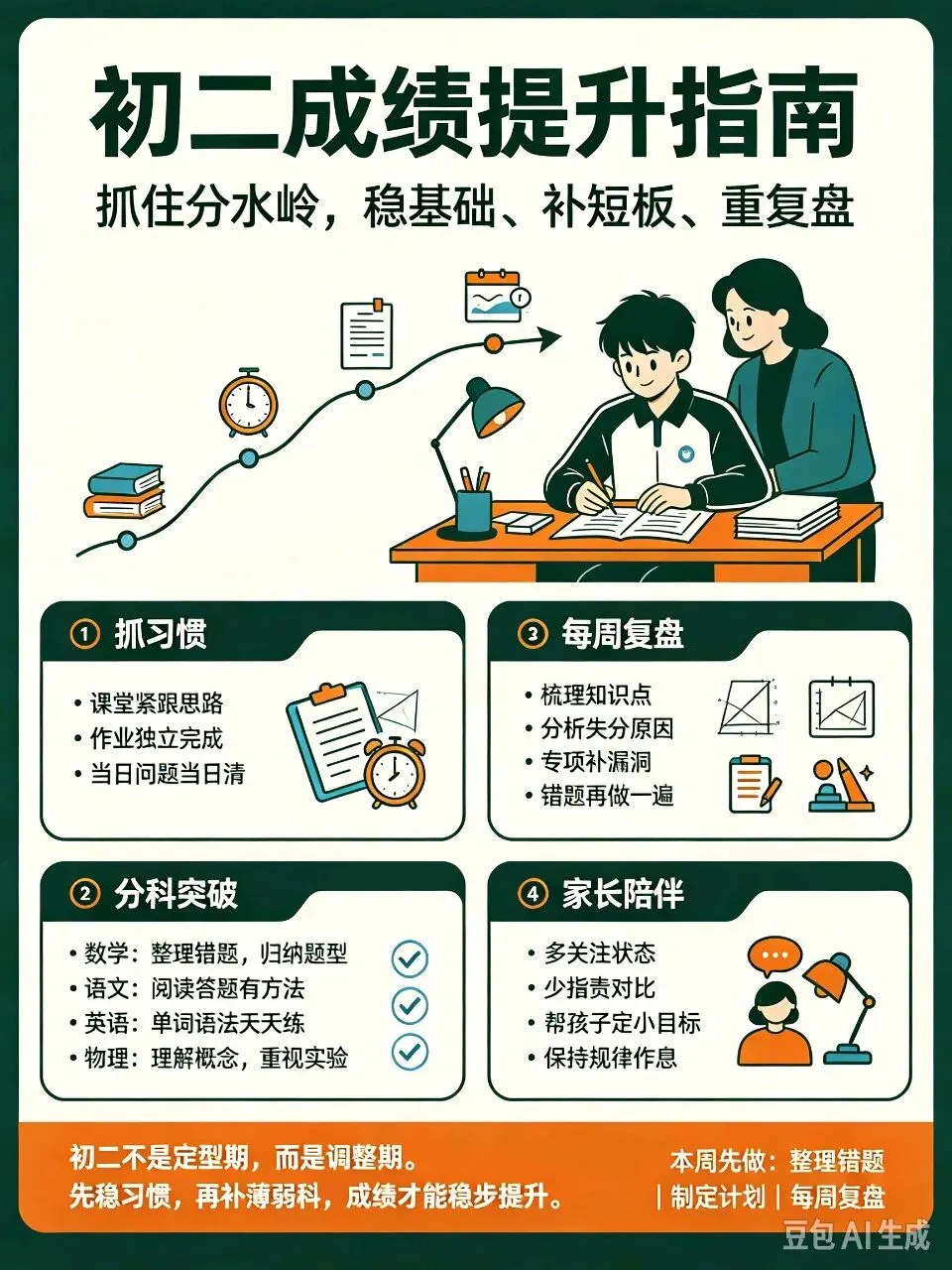 初二成绩逆袭并不难:抓准分水岭,稳住初中关键期-第1张图片-四季读书网