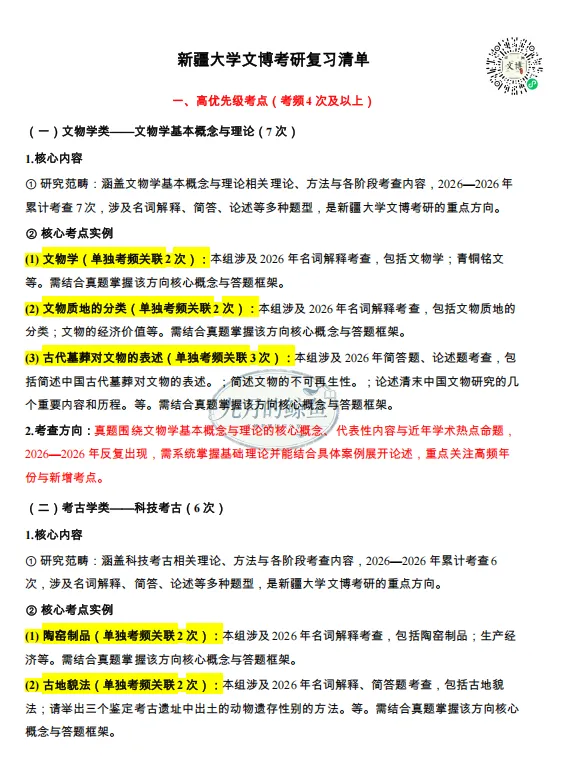 暨南大学和新疆大学文博真题、考点考频及复习清单-第31张图片-四季读书网