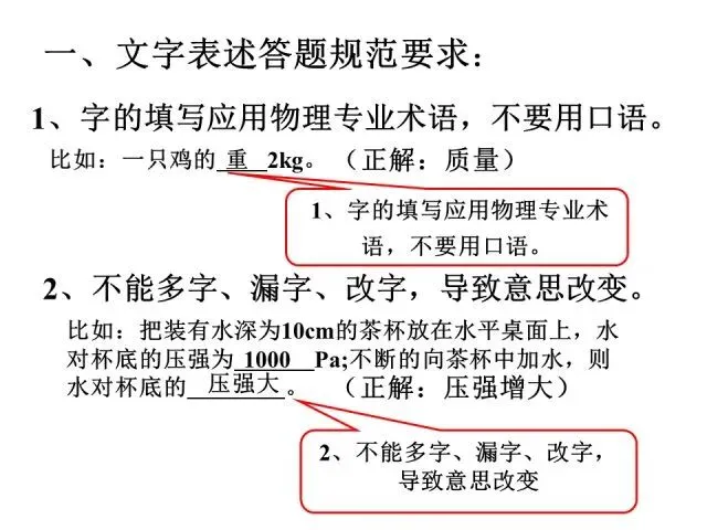 【中考物理】中考物理答题规范速记清单!答题规范,考试少扣冤枉分!-第2张图片-四季读书网