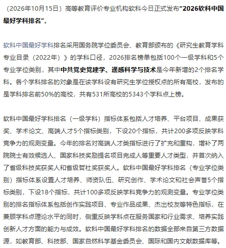 【高考志愿】2026软科中国最好学科排名-第3张图片-四季读书网 【高考志愿】2026软科中国最好学科排名-第3张图片-四季读书网