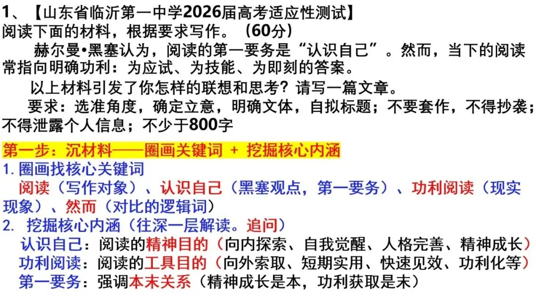 以材为脉 行文有根——2027届高考议论文“贴着材料写”技法指导课件-第25张图片-四季读书网