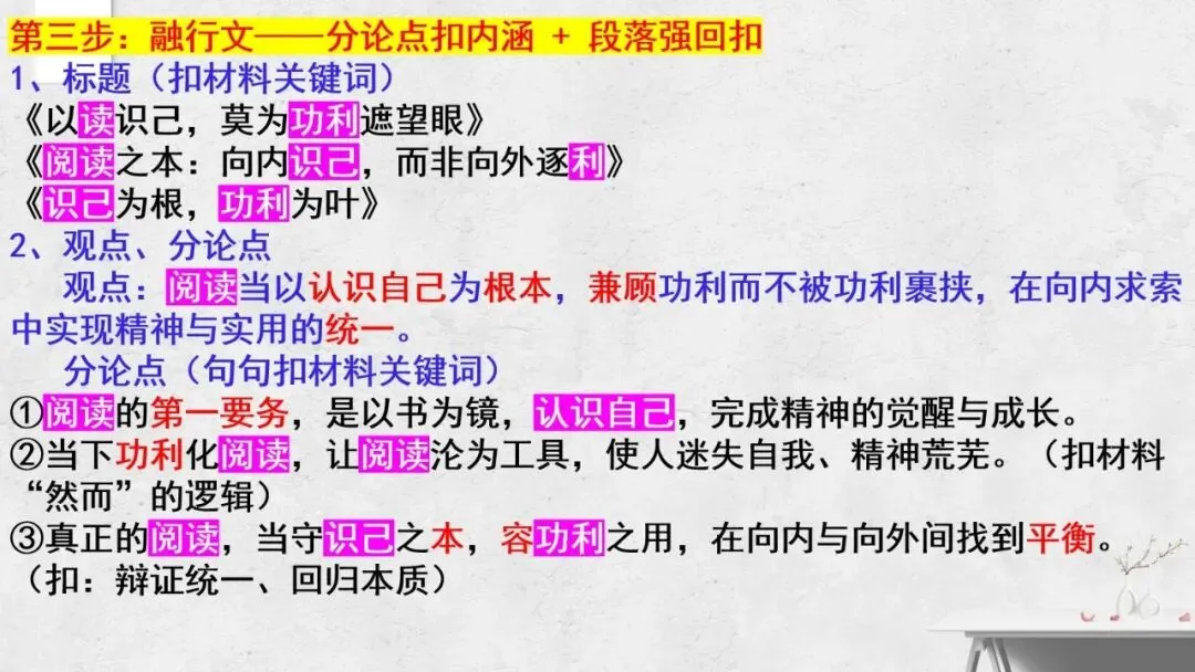 以材为脉 行文有根——2027届高考议论文“贴着材料写”技法指导课件-第27张图片-四季读书网