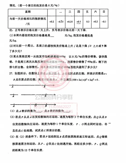 【初二/七上】2026年香远中学七上数学9月考试卷及答案-第6张图片-四季读书网 【初二/七上】2026年香远中学七上数学9月考试卷及答案-第6张图片-四季读书网