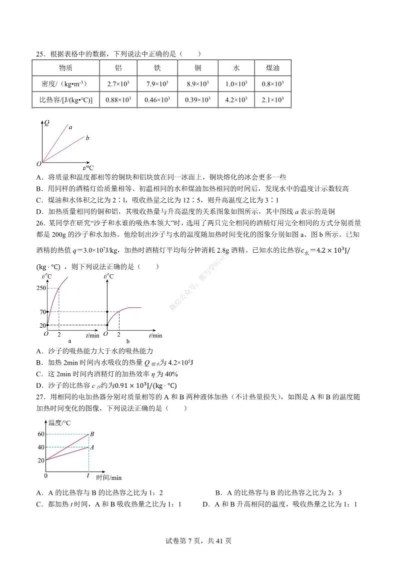 中考物理专项 | 热学难度100题-好题分享配答案解析(附电子版)-第8张图片-四季读书网 中考物理专项 | 热学难度100题-好题分享配答案解析(附电子版)-第8张图片-四季读书网