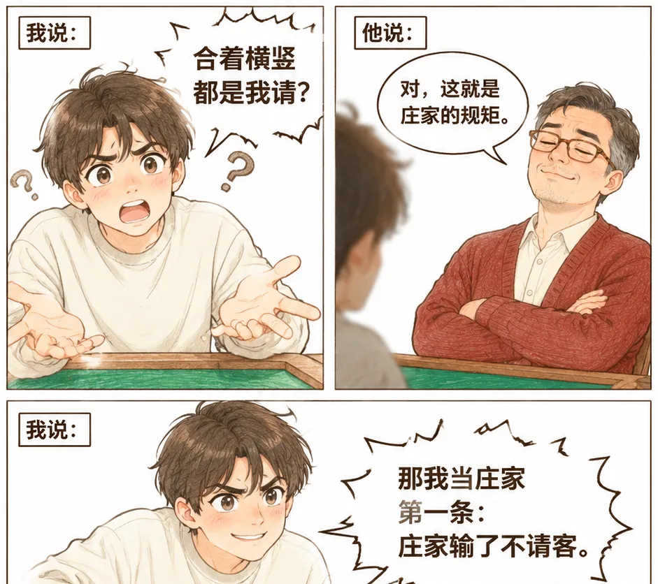 大年初三,牌桌支起来,我爸招呼我上桌.打了两圈,他输了,把牌一推:这局不算,我还没想好.我说:那我不-第3张图片-四季读书网