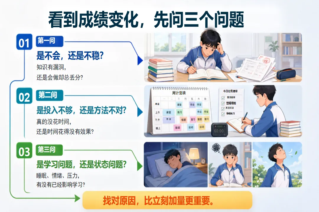 《初三九年级上学期家长会PPT:走稳初三奔赴中考(初三与以前有什么不同分析+中考信息家长必读+学生状态三大信号识别+成绩波动三问法)》-第21张图片-四季读书网 《初三九年级上学期家长会PPT:走稳初三奔赴中考(初三与以前有什么不同分析+中考信息家长必读+学生状态三大信号识别+成绩波动三问法)》-第21张图片-四季读书网