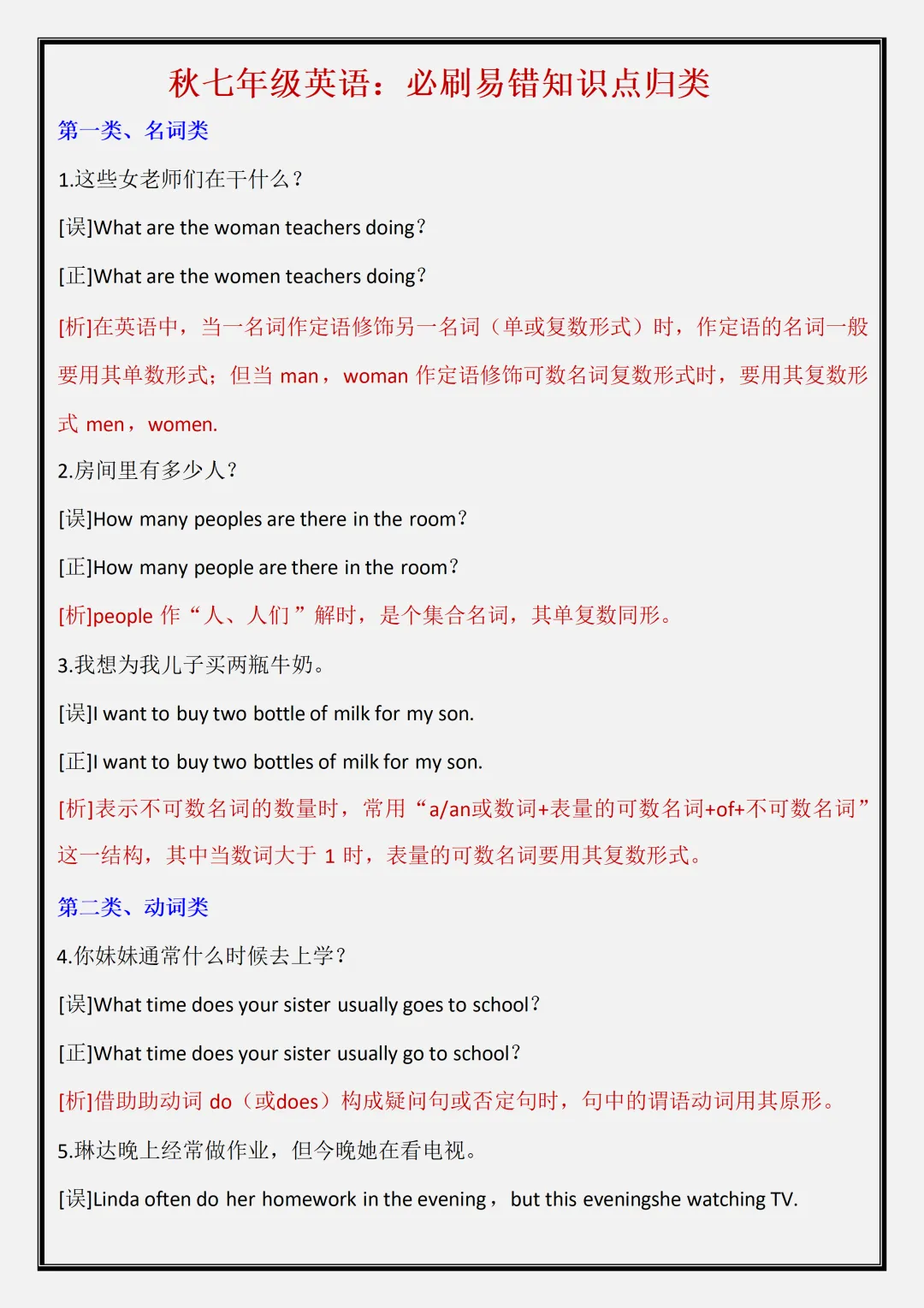 【初一】2026新版七年级上册英语全册易错知识点+易错结构,完整版可打印-第3张图片-四季读书网 【初一】2026新版七年级上册英语全册易错知识点+易错结构,完整版可打印-第3张图片-四季读书网