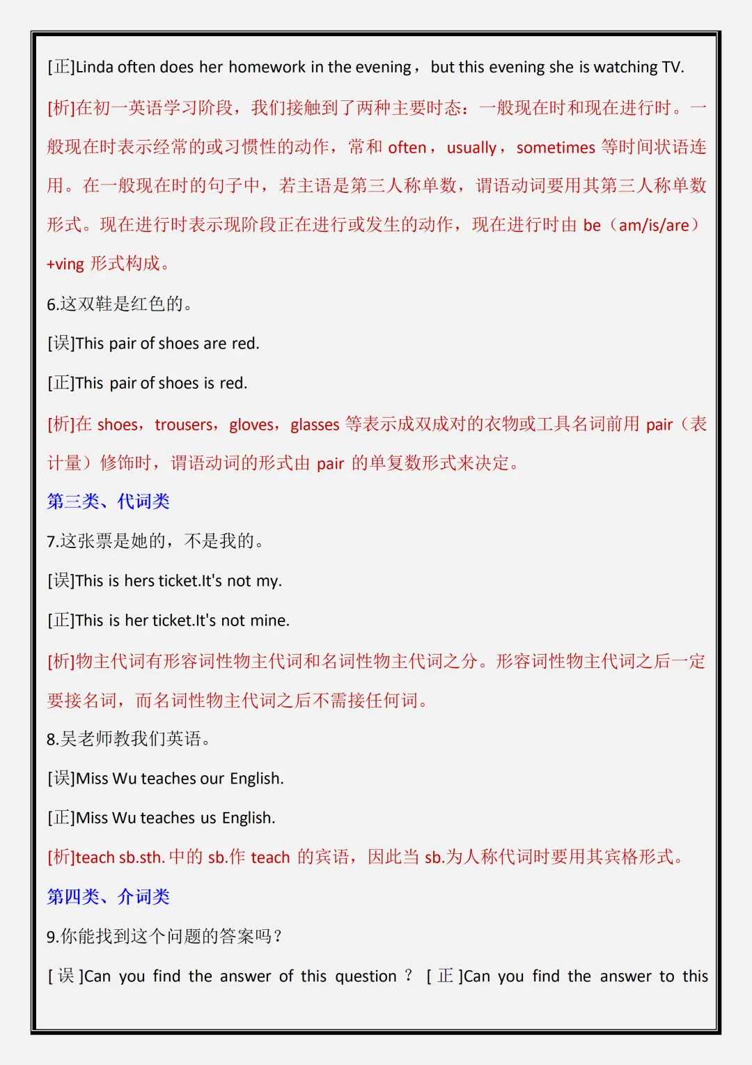 【初一】2026新版七年级上册英语全册易错知识点+易错结构,完整版可打印-第4张图片-四季读书网 【初一】2026新版七年级上册英语全册易错知识点+易错结构,完整版可打印-第4张图片-四季读书网