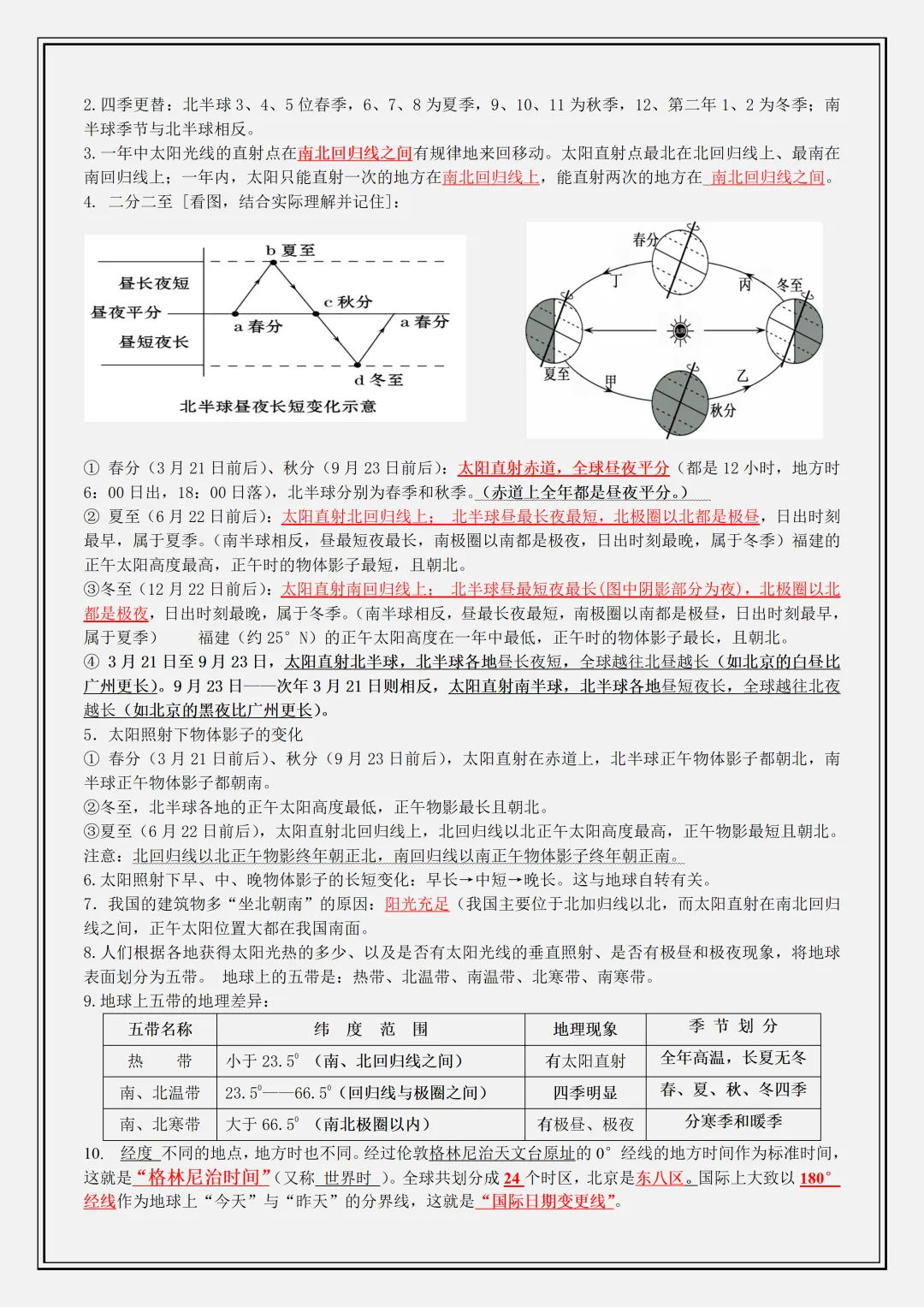 【初一】新版七年级上册地理湘教版全册必背核心考点知识背诵清单,完整版可打印(2026)-第3张图片-四季读书网