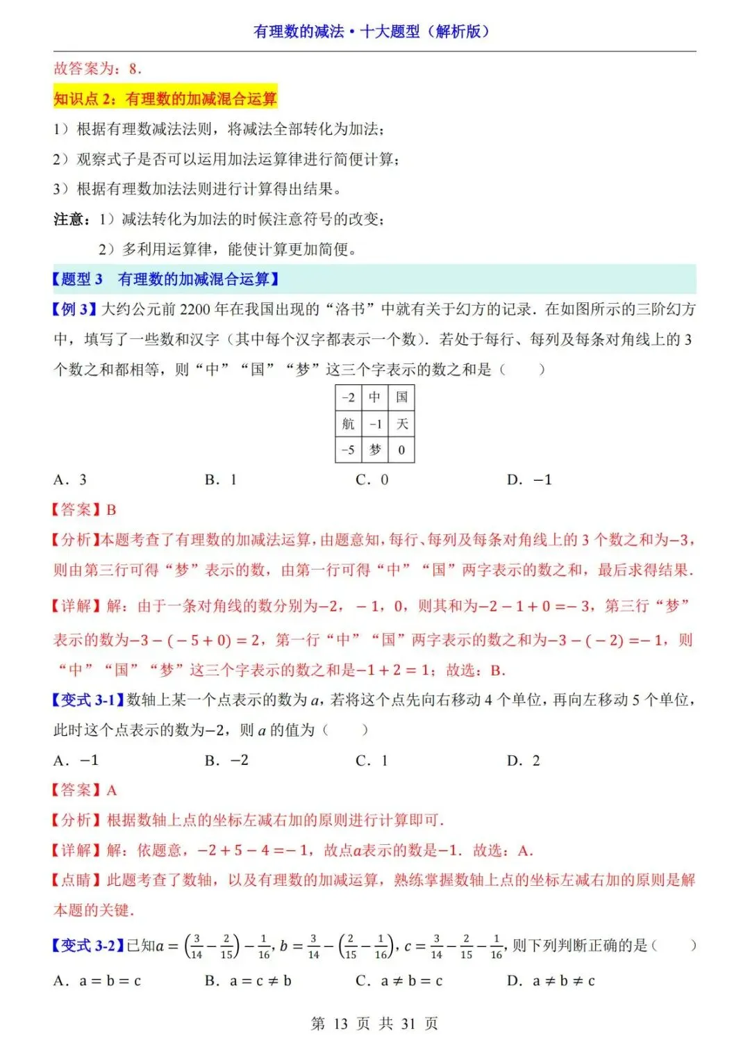 初一数学|有理数的减法十大题型,吃透不再丢分!-第14张图片-四季读书网 初一数学|有理数的减法十大题型,吃透不再丢分!-第14张图片-四季读书网