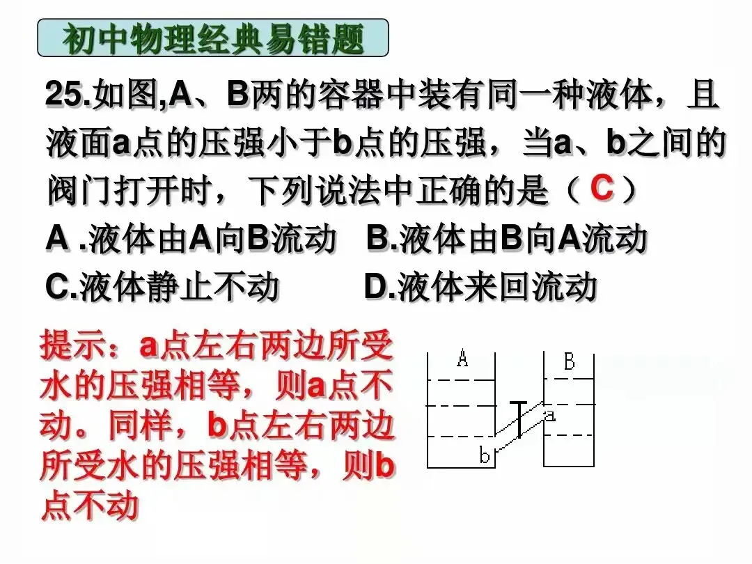 中考物理|经典易错题47道(包含力学与电学附提示)建议给孩子收藏-第15张图片-四季读书网 中考物理|经典易错题47道(包含力学与电学附提示)建议给孩子收藏-第15张图片-四季读书网