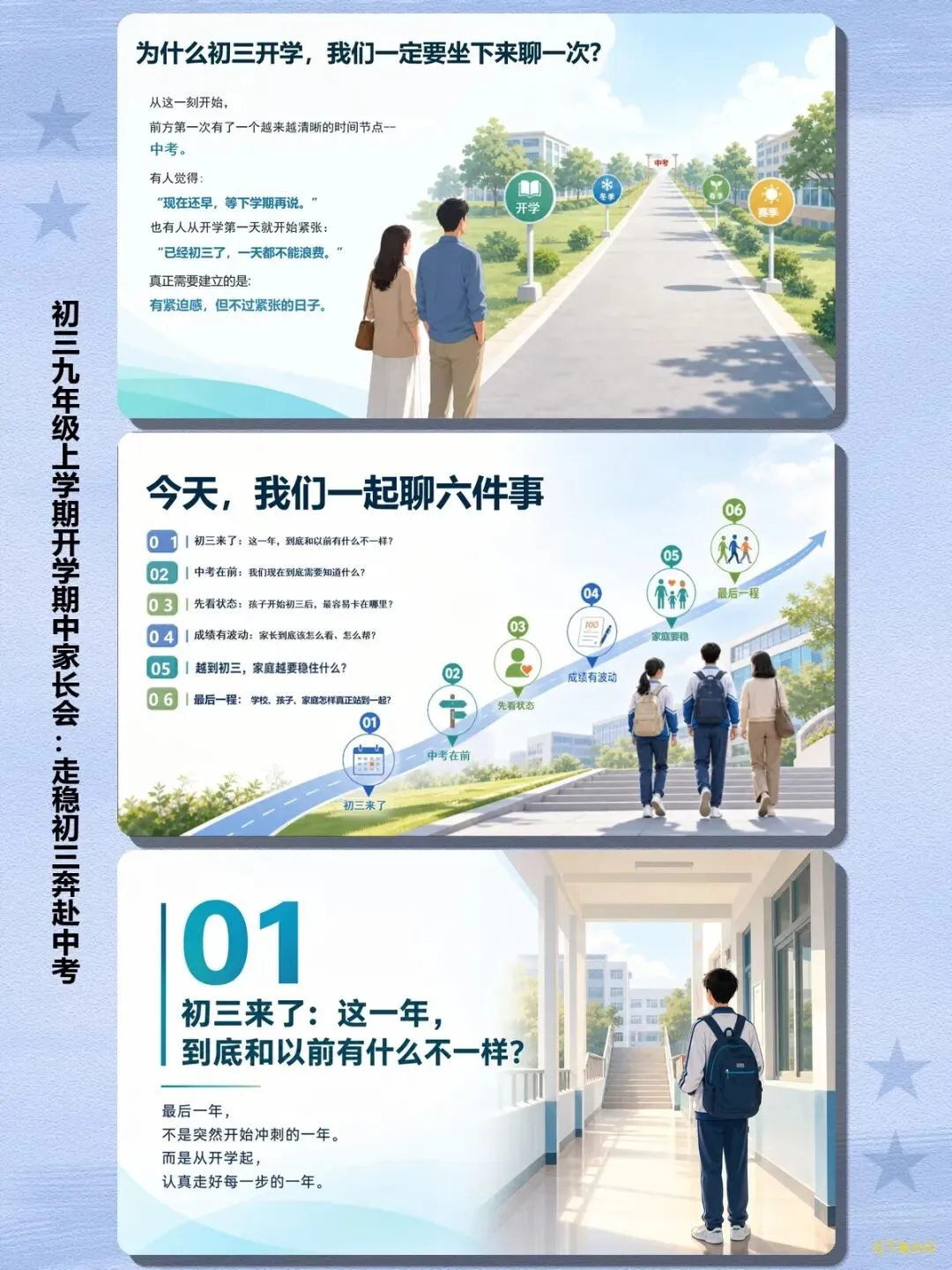 【家长会】初三上学期期中家长会《走稳初三奔赴中考》:初三全年时间轴+中考政策解读+情绪管理+家校分工全套方案-第5张图片-四季读书网