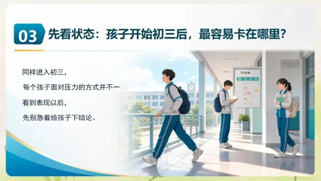《初三九年级上学期开学期中家长会:走稳初三奔赴中考》PPT课件+发言稿,电子版可编辑修改-第16张图片-四季读书网 《初三九年级上学期开学期中家长会:走稳初三奔赴中考》PPT课件+发言稿,电子版可编辑修改-第16张图片-四季读书网