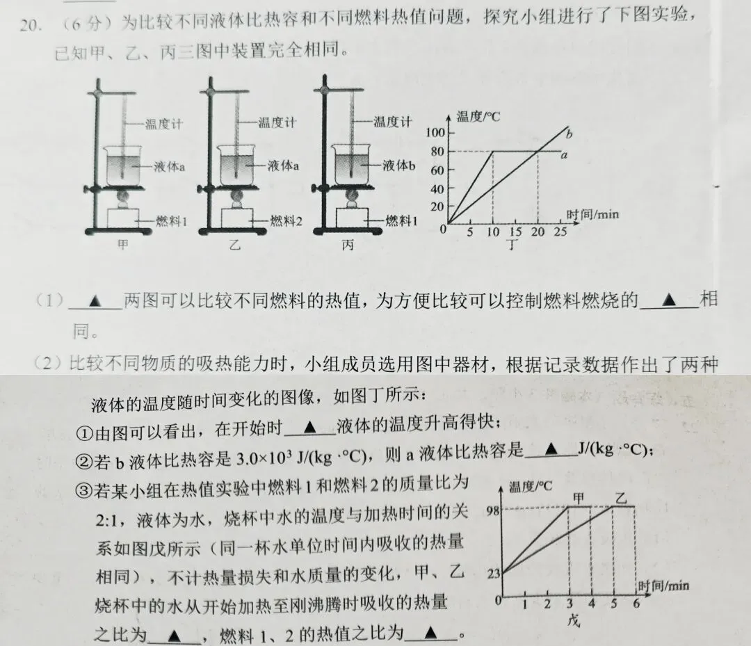 九年级物理中考《一道较难的关于比热容和热值的综合实验题》赏析-第1张图片-四季读书网 九年级物理中考《一道较难的关于比热容和热值的综合实验题》赏析-第1张图片-四季读书网
