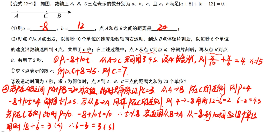 初一数学提升训练3-4数轴动点问题中的相距问题,和差倍分问题 ,定值问题-第6张图片-四季读书网