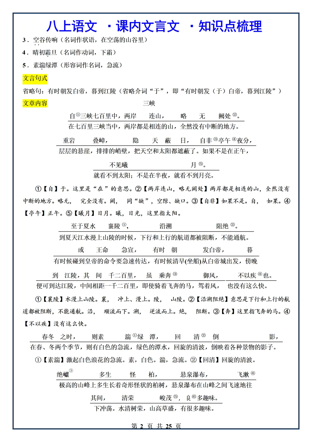 初二2026新【八上语文】课内文言文核心考点知识点梳理(完整版可打印)-第4张图片-四季读书网 初二2026新【八上语文】课内文言文核心考点知识点梳理(完整版可打印)-第4张图片-四季读书网