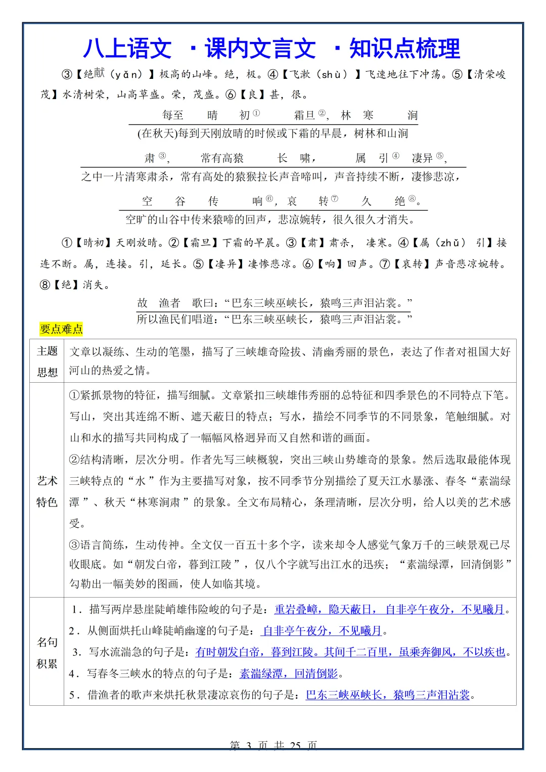 初二2026新【八上语文】课内文言文核心考点知识点梳理(完整版可打印)-第5张图片-四季读书网 初二2026新【八上语文】课内文言文核心考点知识点梳理(完整版可打印)-第5张图片-四季读书网