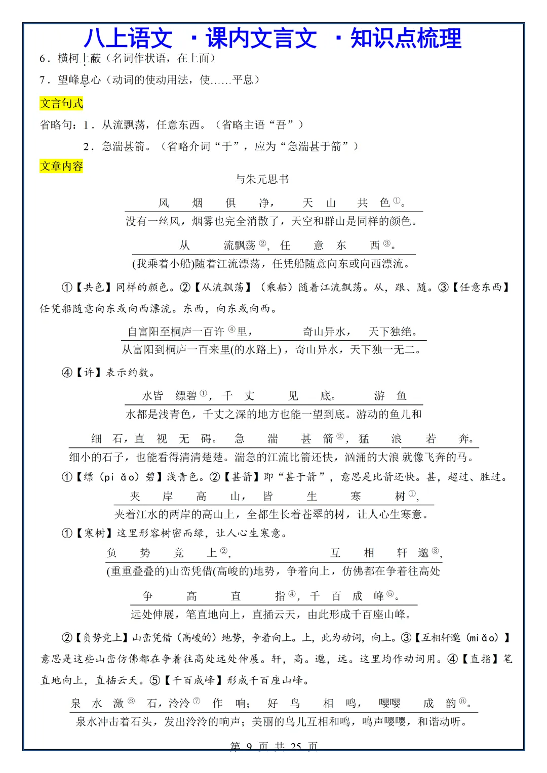 初二2026新【八上语文】课内文言文核心考点知识点梳理(完整版可打印)-第11张图片-四季读书网 初二2026新【八上语文】课内文言文核心考点知识点梳理(完整版可打印)-第11张图片-四季读书网
