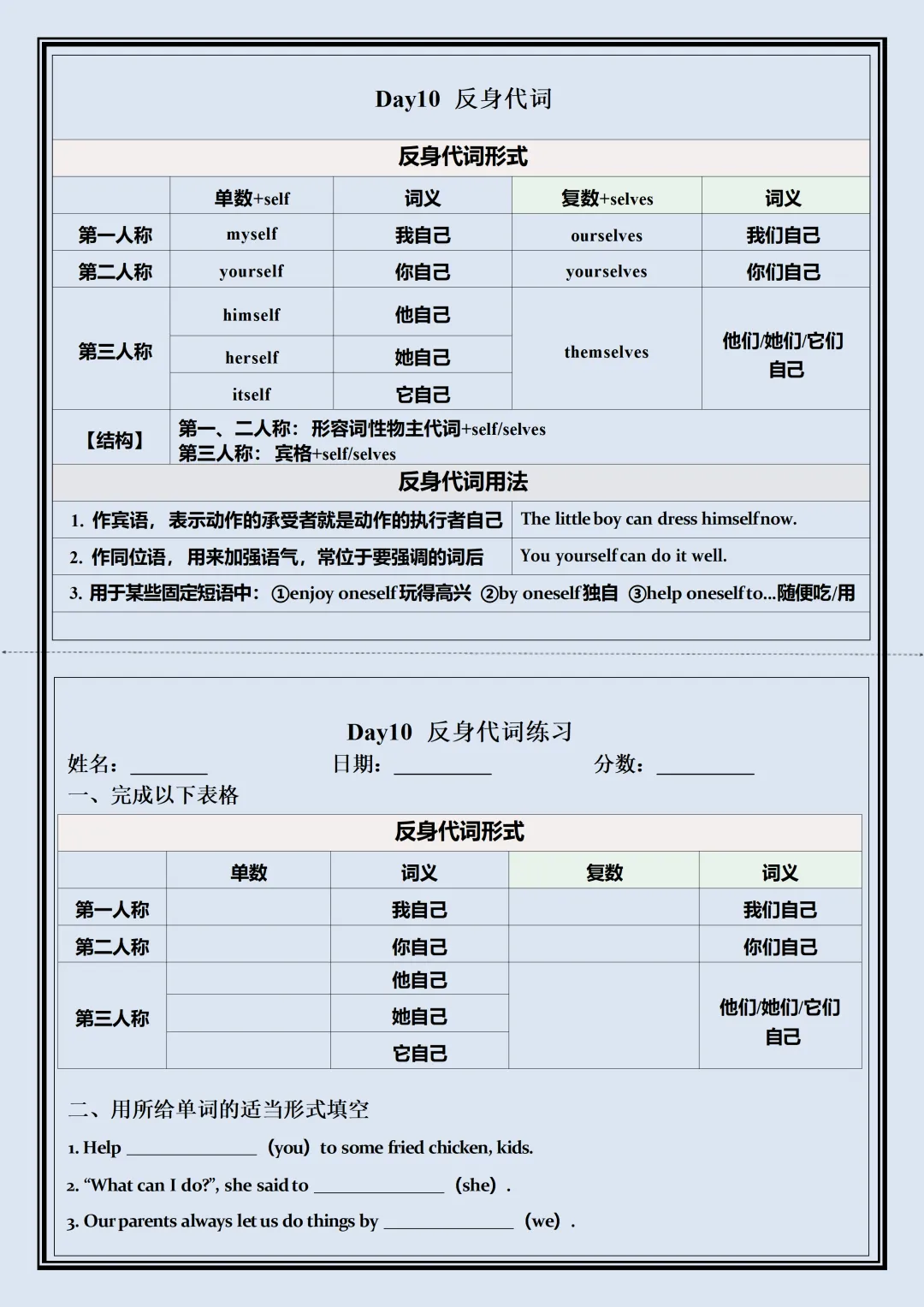 【初一】新版七年级上册英语全册核心语法知识点每日一练空白版,完整版可打印(2026)-第10张图片-四季读书网 【初一】新版七年级上册英语全册核心语法知识点每日一练空白版,完整版可打印(2026)-第10张图片-四季读书网