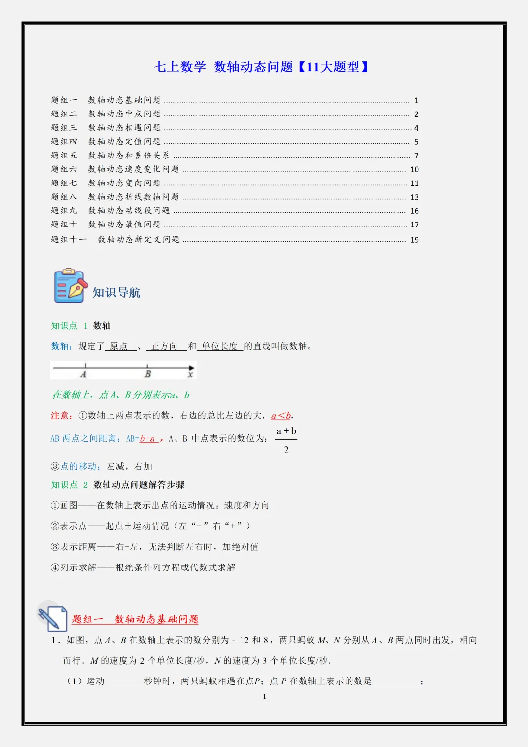 【初一】2026新版七年级上册数学重难点专题分类必刷清单,完整版可打印-第3张图片-四季读书网