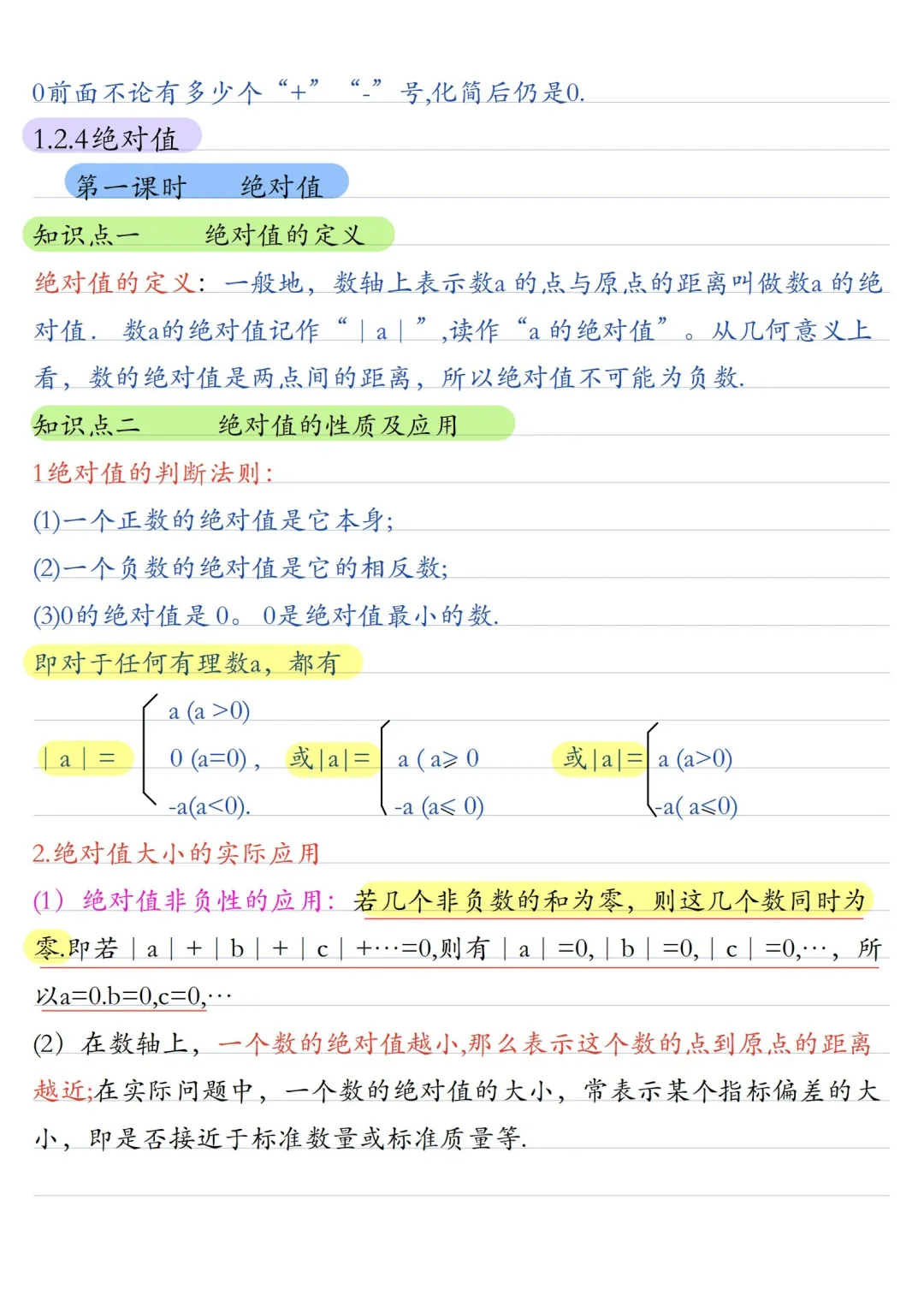 初一数学 | 人教版七年级上册核心知识点总结(彩色电子版)-第5张图片-四季读书网
