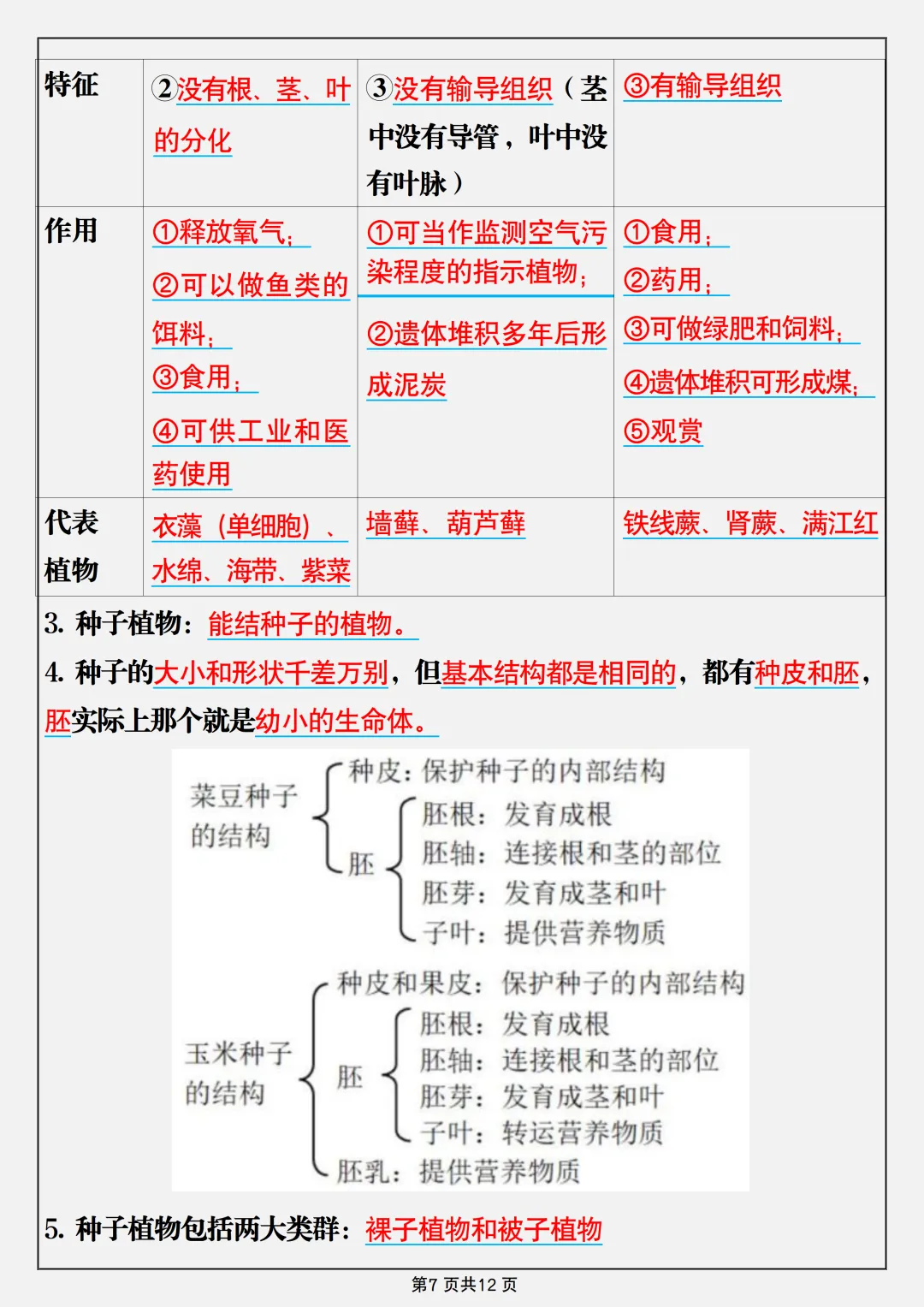 【初一】新版七年级上册生物必背考点知识点总结,完整版可打印(2026)-第7张图片-四季读书网