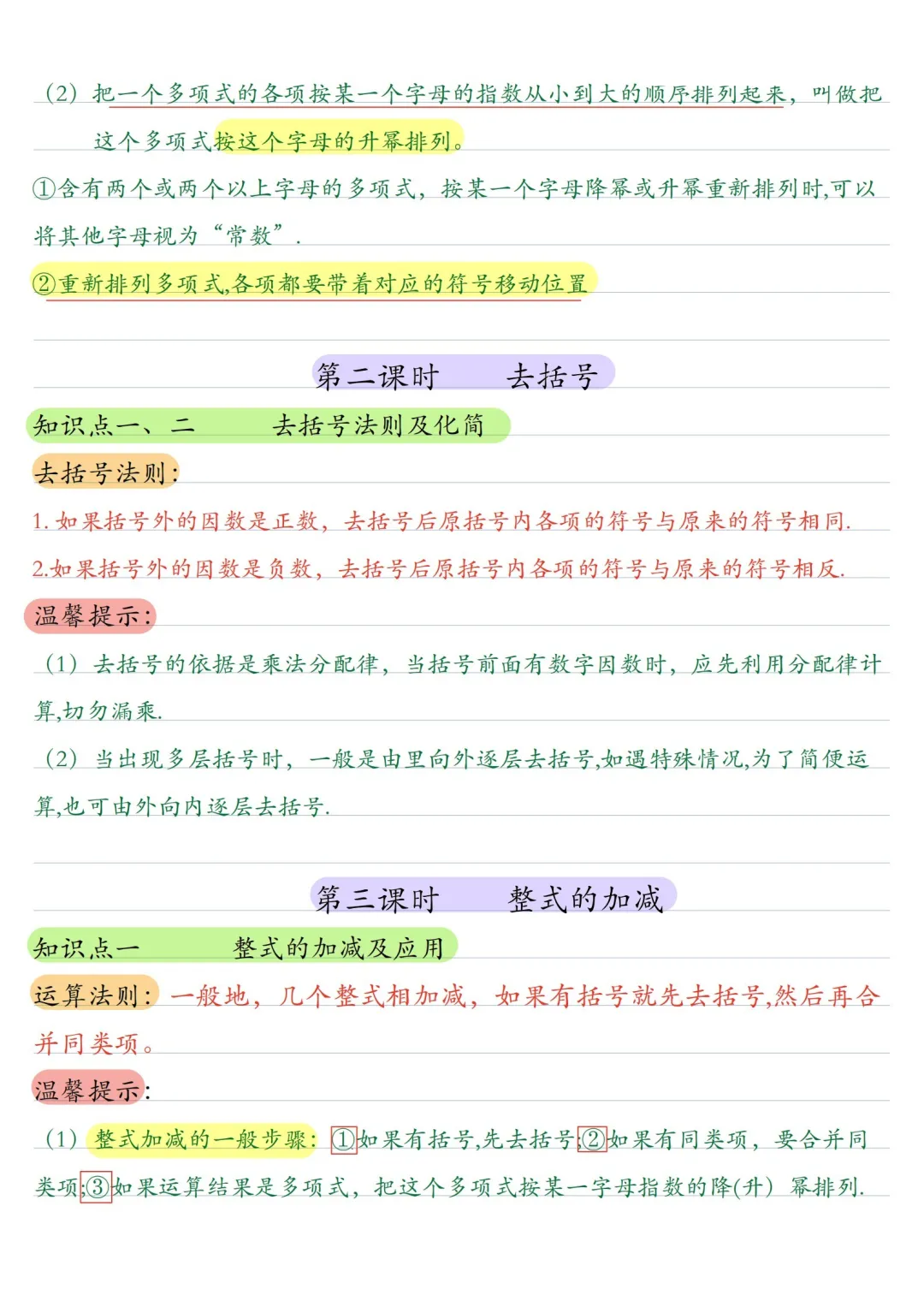 初一数学 | 人教版七年级上册核心知识点总结(彩色电子版)-第15张图片-四季读书网