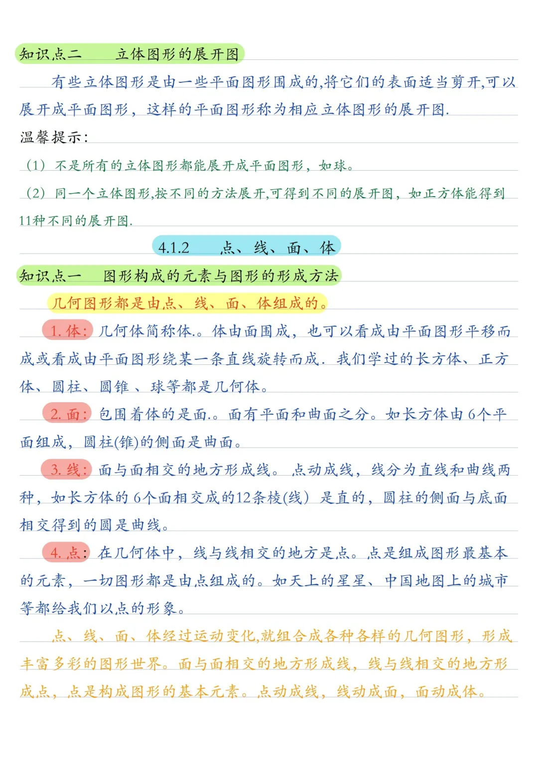 初一数学 | 人教版七年级上册核心知识点总结(彩色电子版)-第28张图片-四季读书网