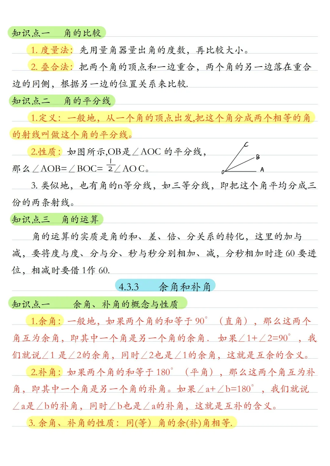 初一数学 | 人教版七年级上册核心知识点总结(彩色电子版)-第34张图片-四季读书网