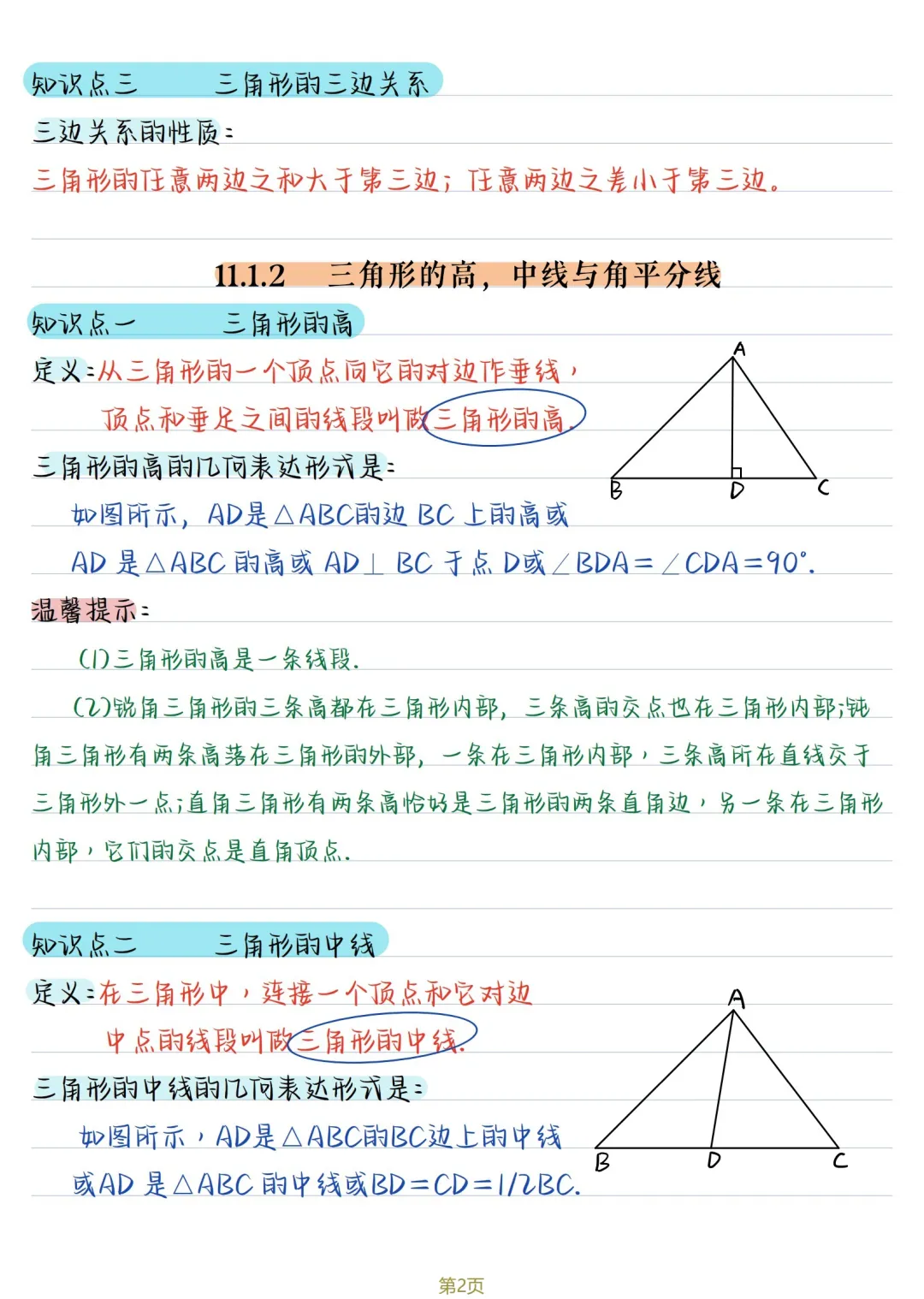 初二数学 | 人教版八年级上册核心知识点总结(彩色电子版)-第2张图片-四季读书网