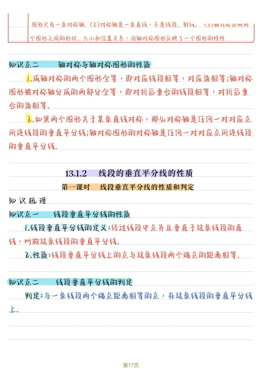初二数学 | 人教版八年级上册核心知识点总结(彩色电子版)-第17张图片-四季读书网