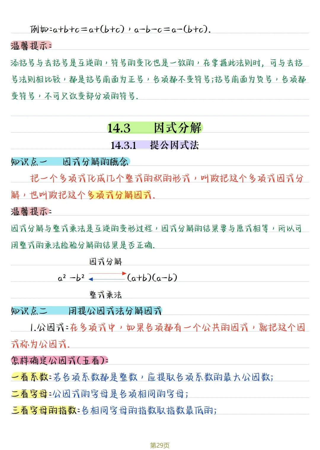 初二数学 | 人教版八年级上册核心知识点总结(彩色电子版)-第29张图片-四季读书网