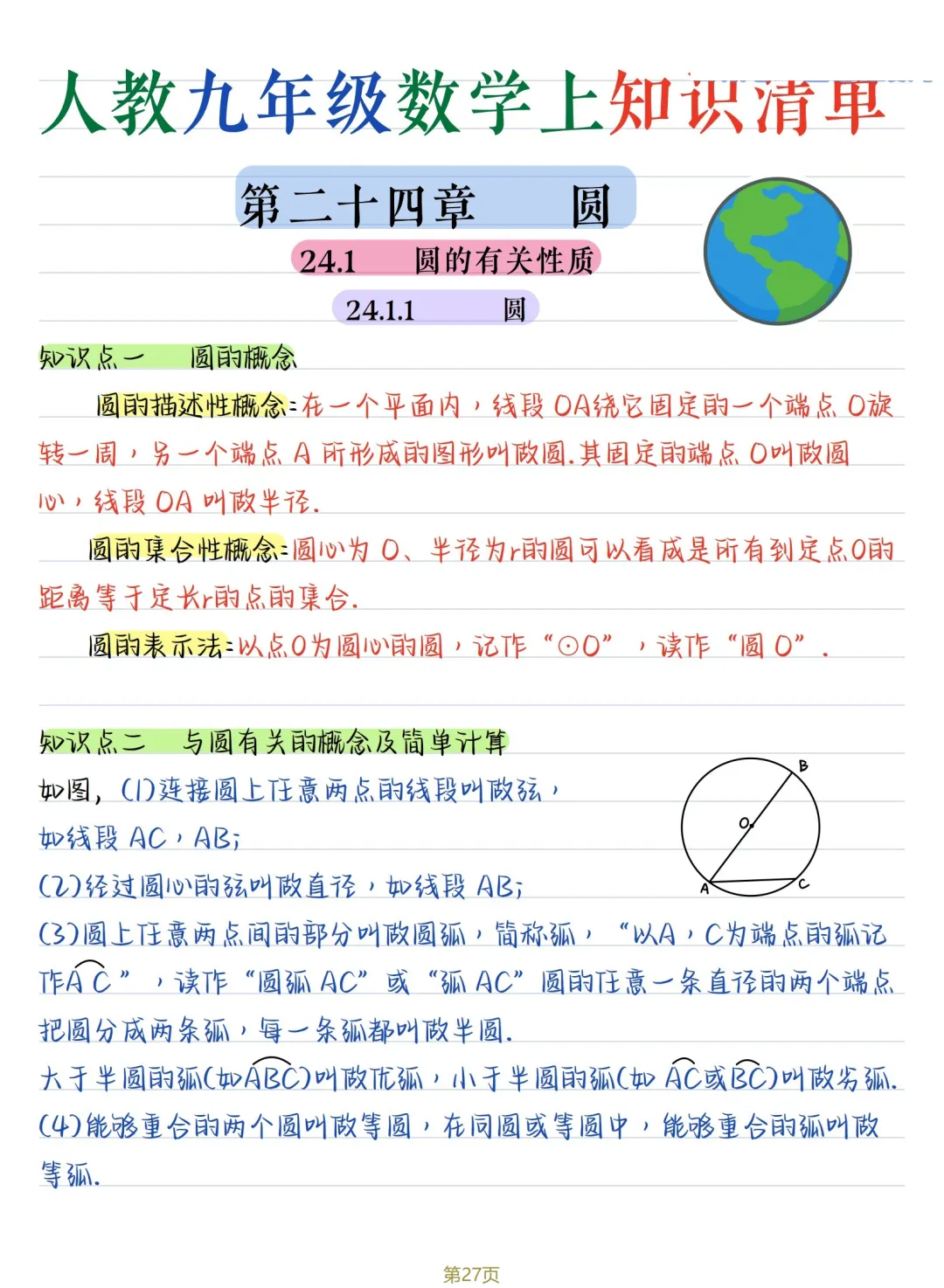 初三数学 | 人教版九年级上册核心知识点总结(彩色电子版)-第27张图片-四季读书网 初三数学 | 人教版九年级上册核心知识点总结(彩色电子版)-第27张图片-四季读书网