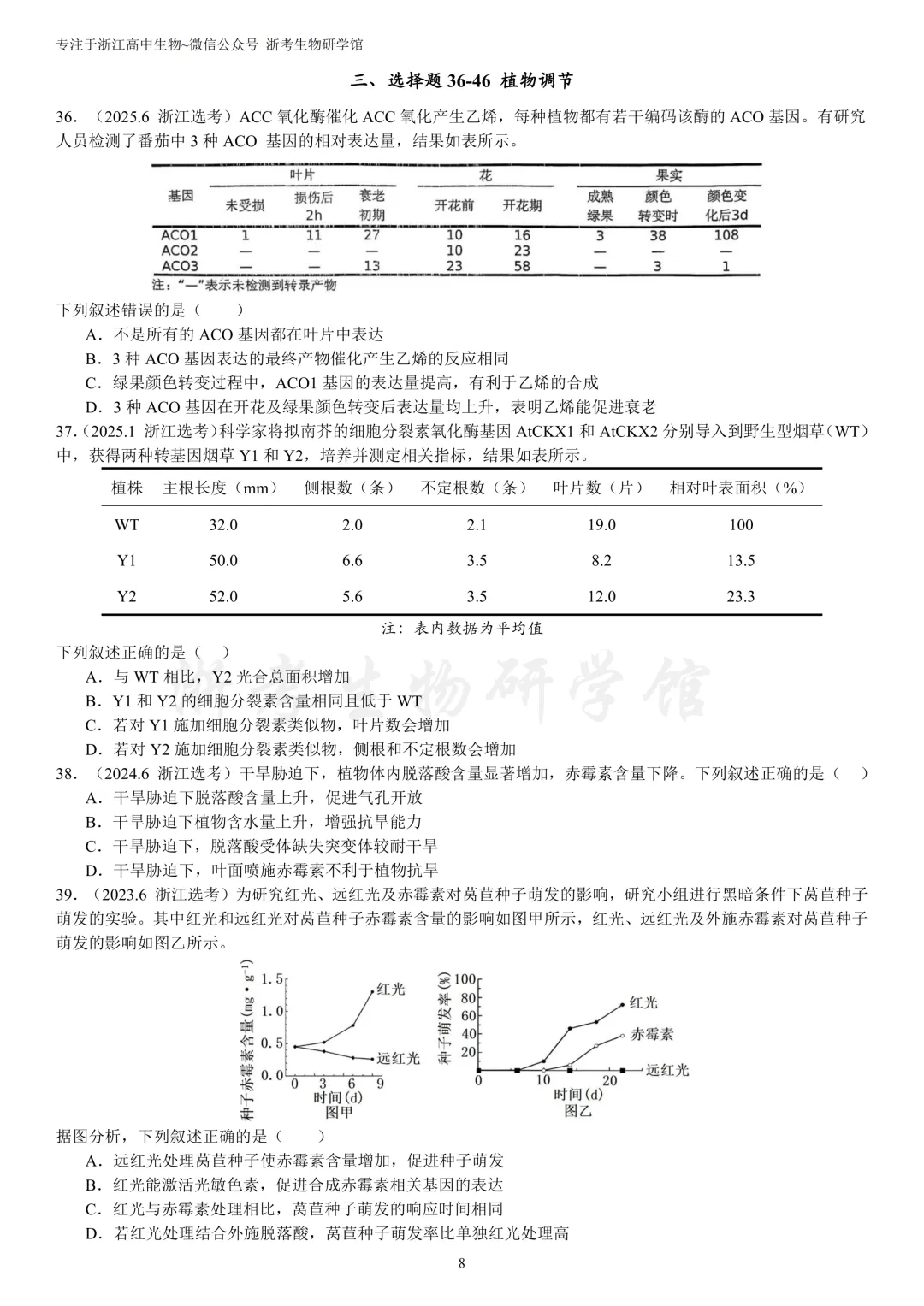 浙江选考生物7年真题分类精选 选修一(浙江高三必练)-第11张图片-四季读书网
