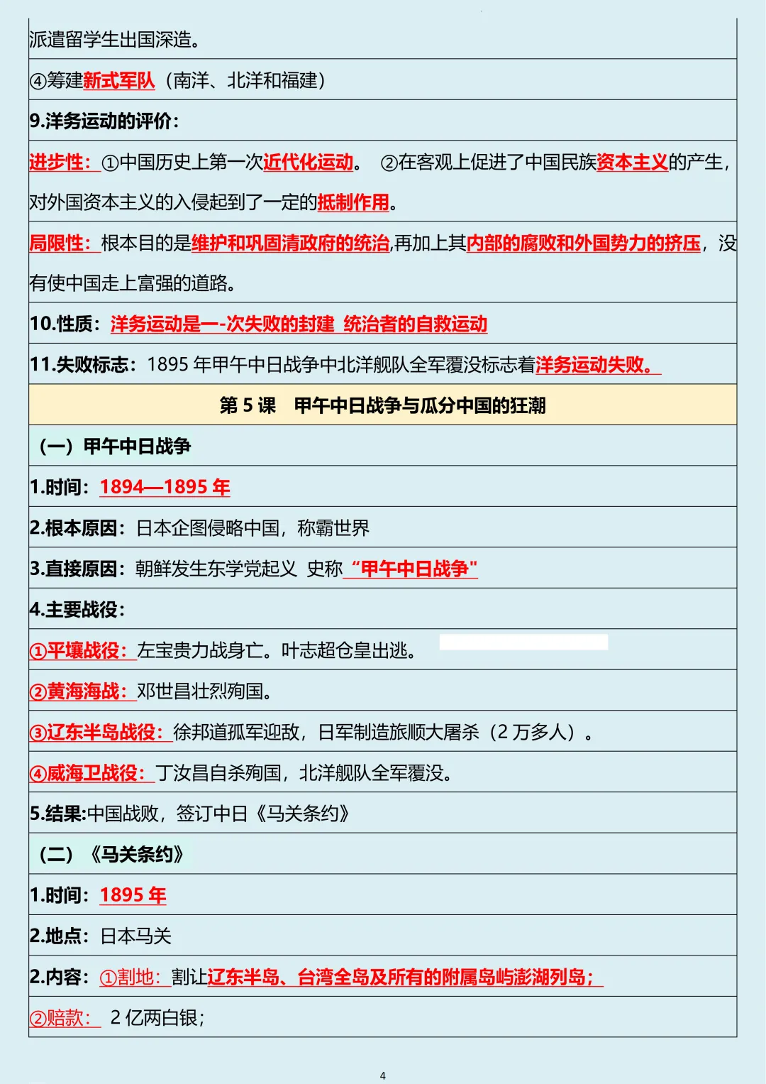 初二2026新【八上历史】全册必背考点核心知识点清单汇总(完整版可打印)-第6张图片-四季读书网 初二2026新【八上历史】全册必背考点核心知识点清单汇总(完整版可打印)-第6张图片-四季读书网