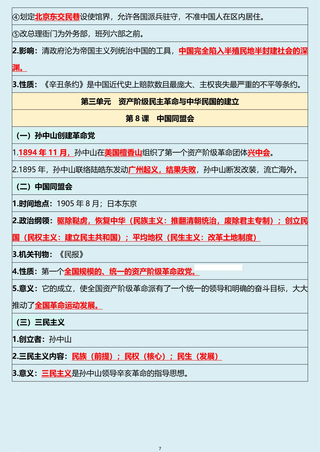 初二2026新【八上历史】全册必背考点核心知识点清单汇总(完整版可打印)-第9张图片-四季读书网 初二2026新【八上历史】全册必背考点核心知识点清单汇总(完整版可打印)-第9张图片-四季读书网