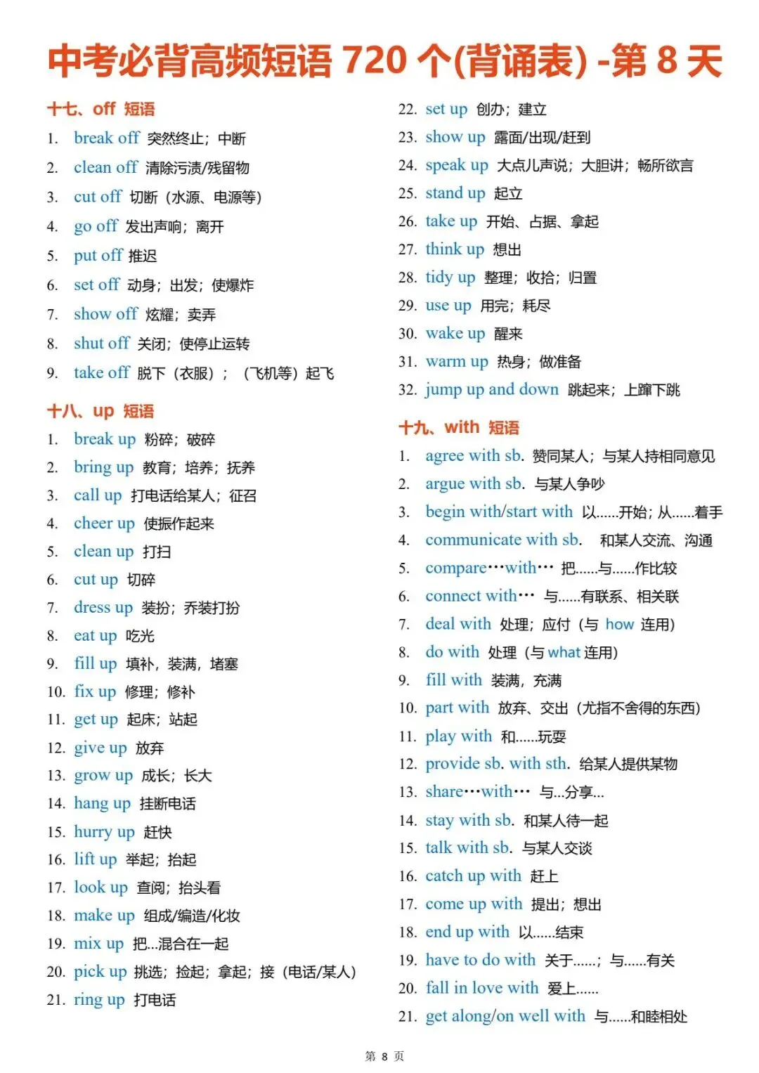 中考高频短语720个(背诵表),电子打印版!-第9张图片-四季读书网 中考高频短语720个(背诵表),电子打印版!-第9张图片-四季读书网