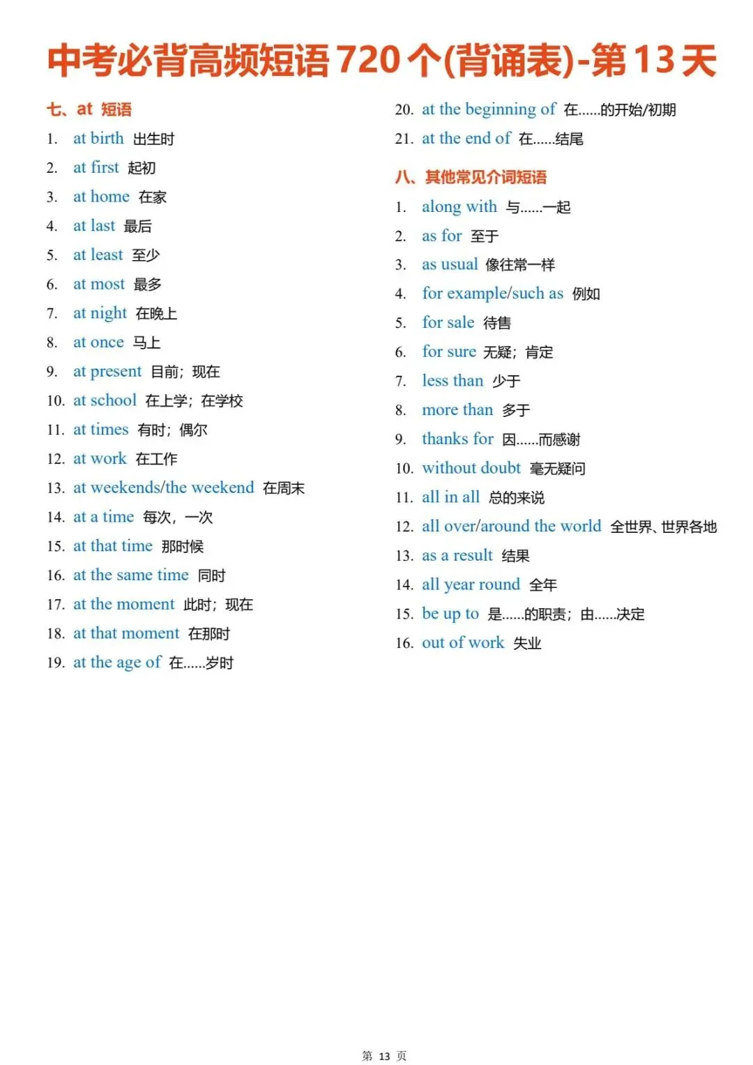 中考高频短语720个(背诵表),电子打印版!-第14张图片-四季读书网 中考高频短语720个(背诵表),电子打印版!-第14张图片-四季读书网