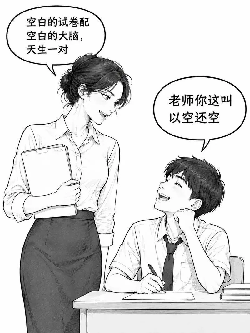 考试铃响,小明把空白试卷交上去了.老师“这道题你怎么答的”小明“我都会,就是懒得写”老师“那这道呢”小明“这道更简单,没必要写”-第4张图片-四季读书网