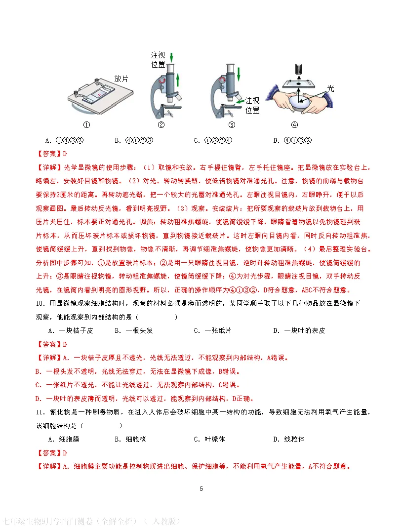【试卷】2026-2027学年人教版七年级上学期生物第一次月考试卷(含答案解析)-第15张图片-四季读书网 【试卷】2026-2027学年人教版七年级上学期生物第一次月考试卷(含答案解析)-第15张图片-四季读书网