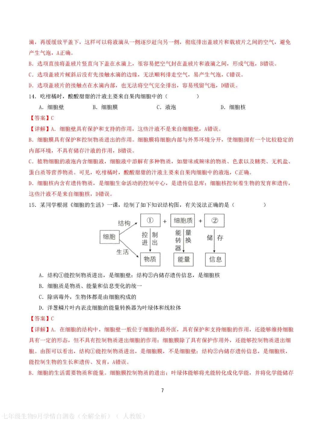 【试卷】2026-2027学年人教版七年级上学期生物第一次月考试卷(含答案解析)-第17张图片-四季读书网 【试卷】2026-2027学年人教版七年级上学期生物第一次月考试卷(含答案解析)-第17张图片-四季读书网