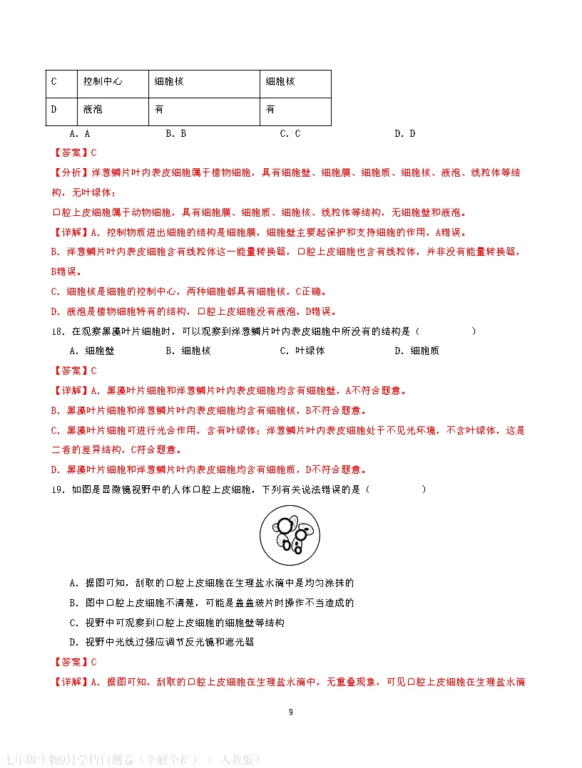 【试卷】2026-2027学年人教版七年级上学期生物第一次月考试卷(含答案解析)-第19张图片-四季读书网 【试卷】2026-2027学年人教版七年级上学期生物第一次月考试卷(含答案解析)-第19张图片-四季读书网