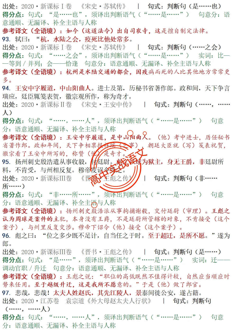 【对标真题】为什么要学透【文言句式】,因为高考都考过,近10年文言句式对点全梳理(108页)!-第34张图片-四季读书网 【对标真题】为什么要学透【文言句式】,因为高考都考过,近10年文言句式对点全梳理(108页)!-第34张图片-四季读书网