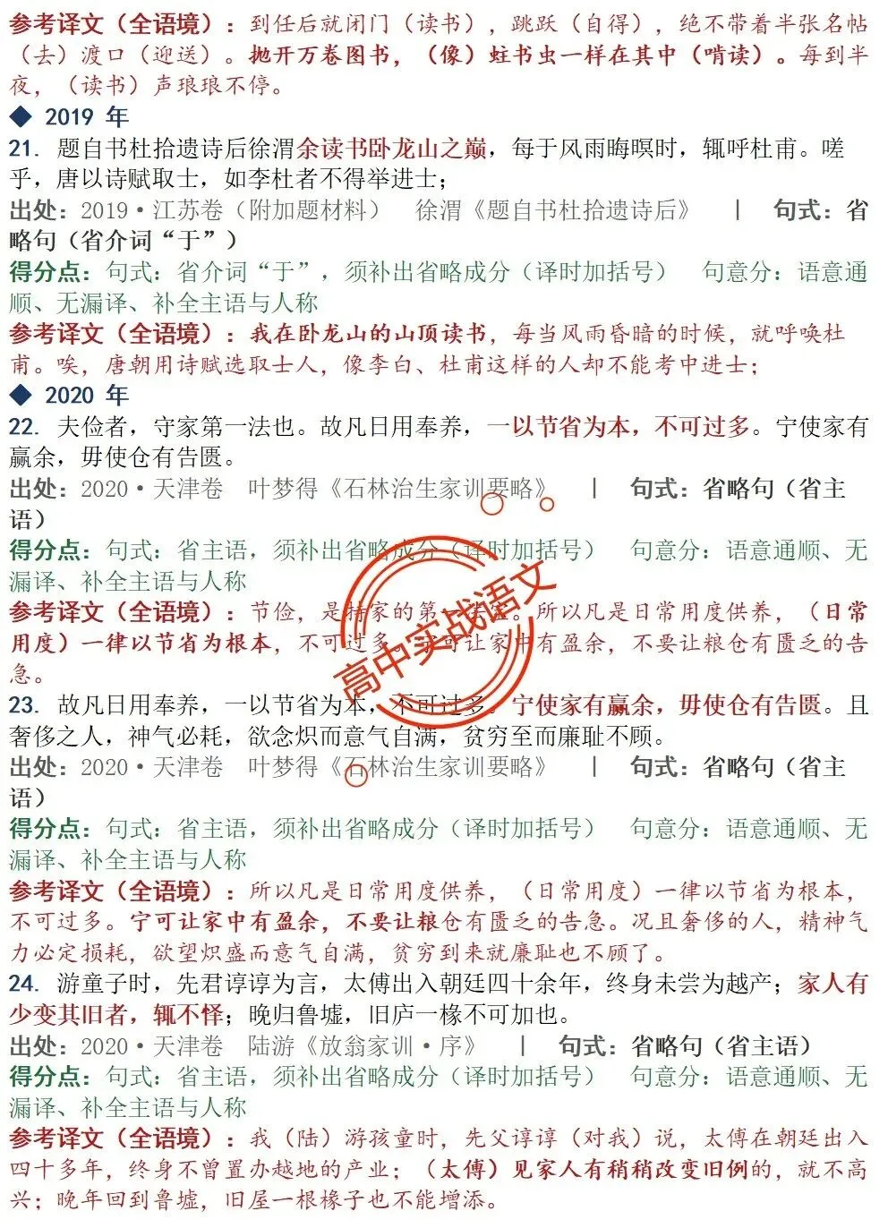【对标真题】为什么要学透【文言句式】,因为高考都考过,近10年文言句式对点全梳理(108页)!-第68张图片-四季读书网 【对标真题】为什么要学透【文言句式】,因为高考都考过,近10年文言句式对点全梳理(108页)!-第68张图片-四季读书网