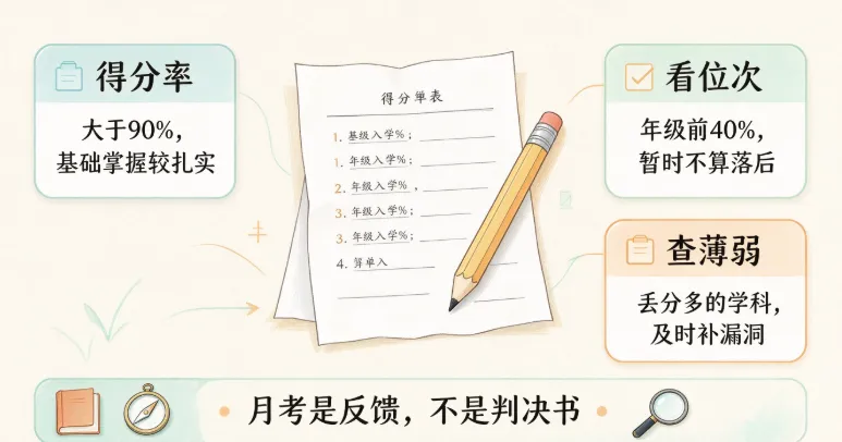 初一第一次月考,别只看总分!看懂成绩单看这 3 点-第2张图片-四季读书网