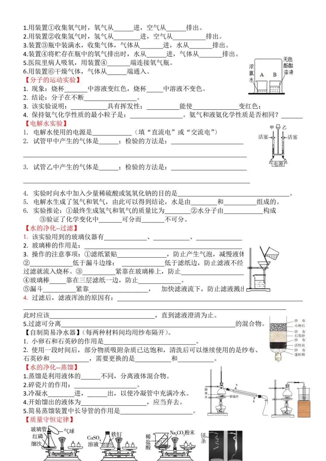 初三化学22个必考实验及考点填空附答案解析,100%会考!可下载打印-第3张图片-四季读书网 初三化学22个必考实验及考点填空附答案解析,100%会考!可下载打印-第3张图片-四季读书网