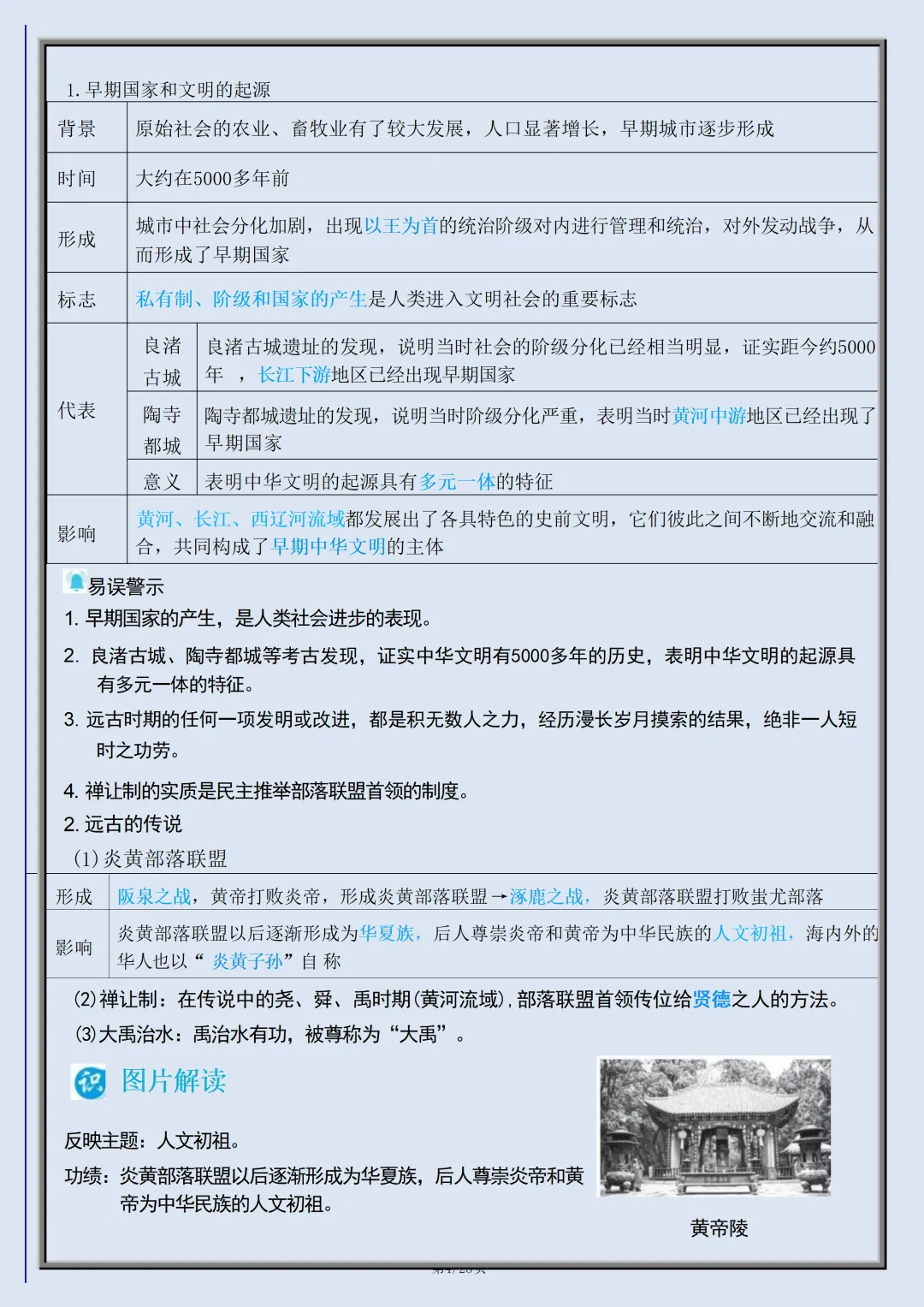 【初一】2026新版七年级上册历史全册必背核心知识提纲,完整版可打印-第6张图片-四季读书网