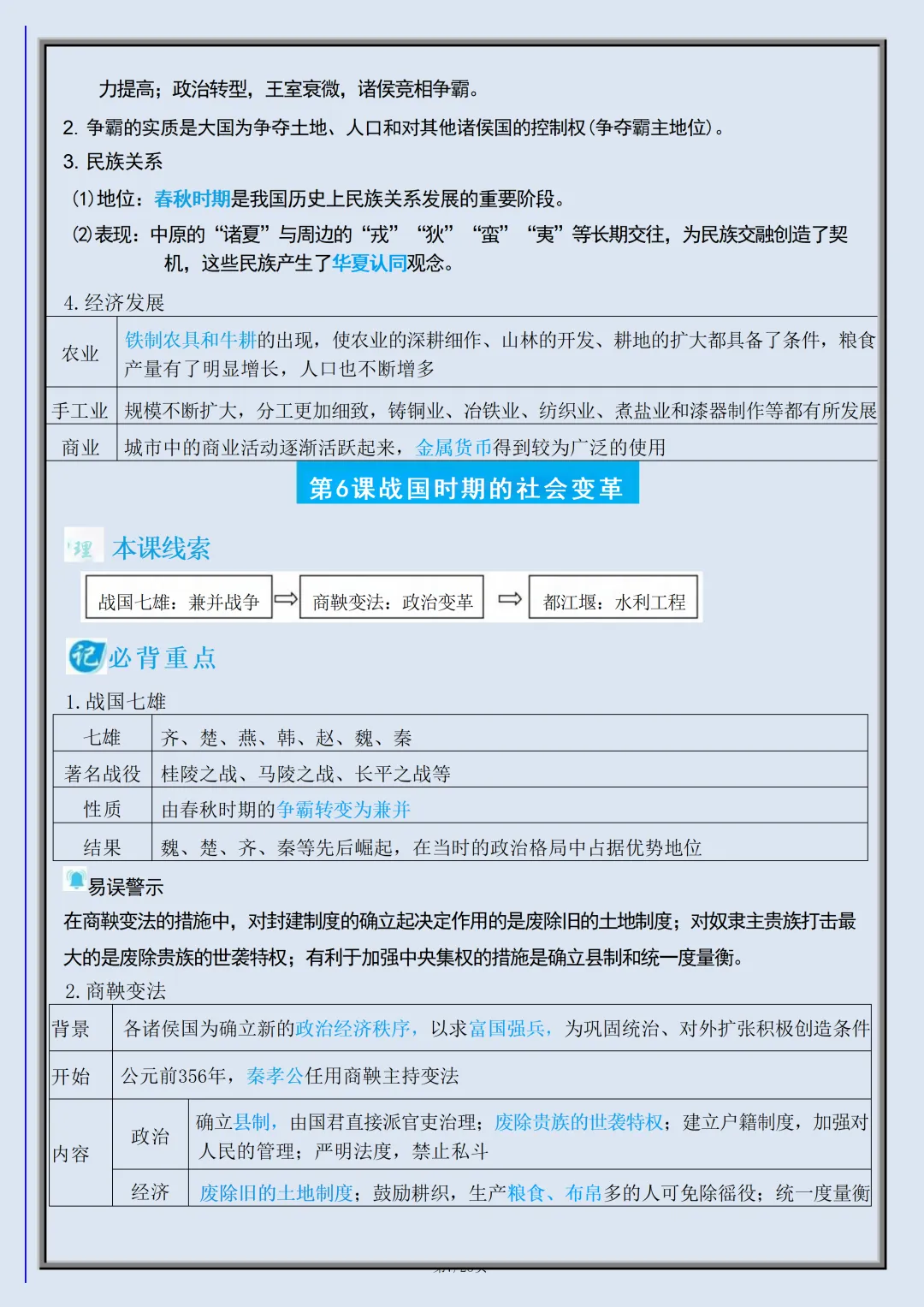 【初一】2026新版七年级上册历史全册必背核心知识提纲,完整版可打印-第9张图片-四季读书网