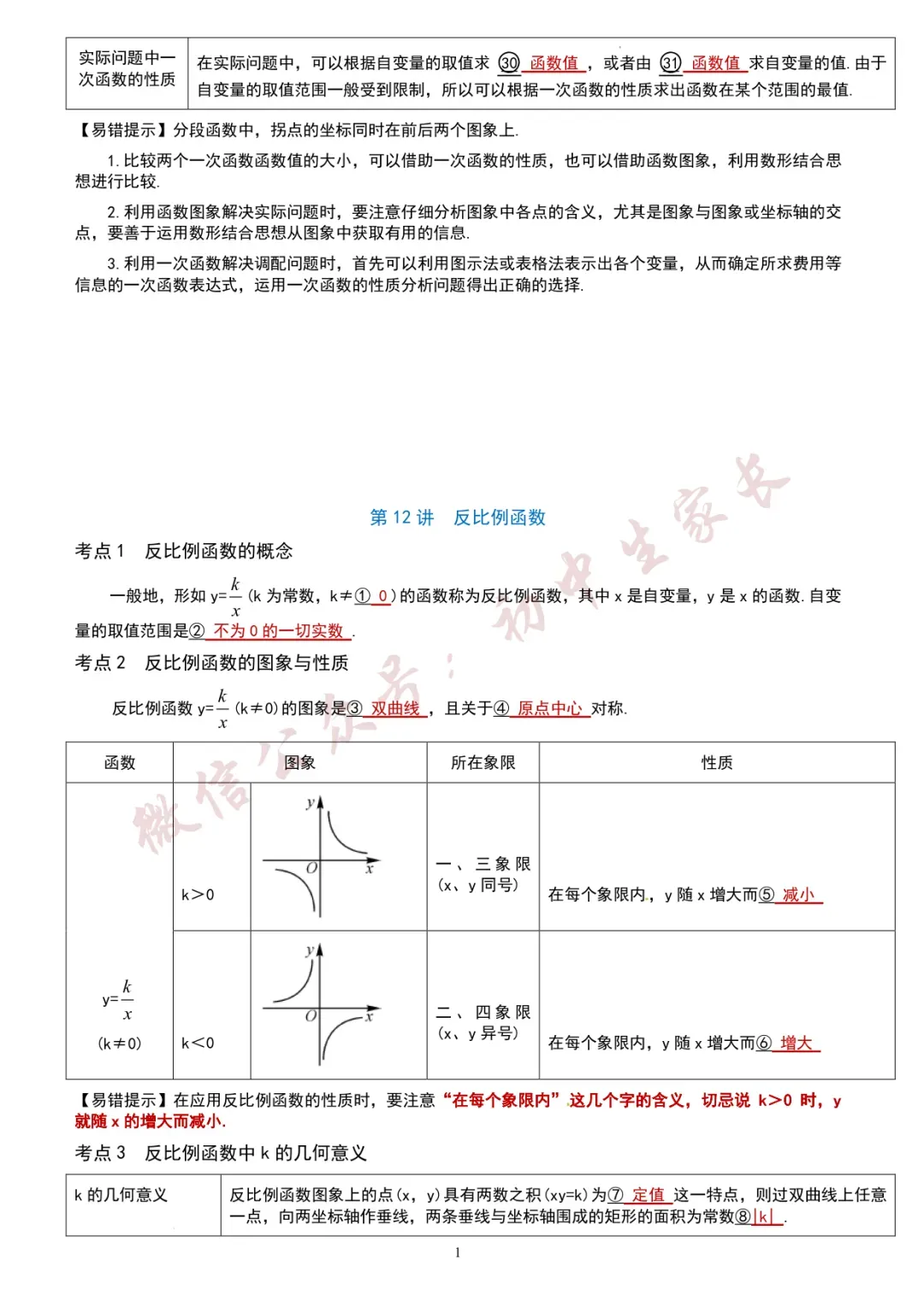 初一至初三,2026年初中数学知识考点汇总(全国通用),可打印!-第12张图片-四季读书网