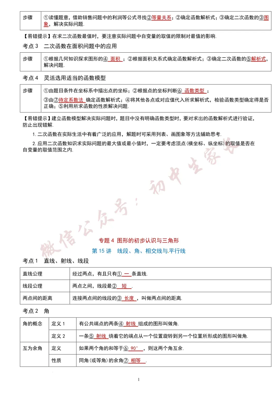 初一至初三,2026年初中数学知识考点汇总(全国通用),可打印!-第16张图片-四季读书网